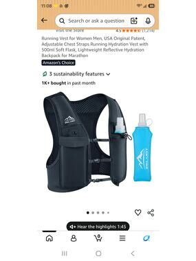 Running Vest for Women Men Adjustable Chest Strap Running Reflective Hydration